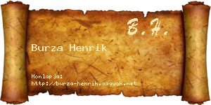 Burza Henrik névjegykártya